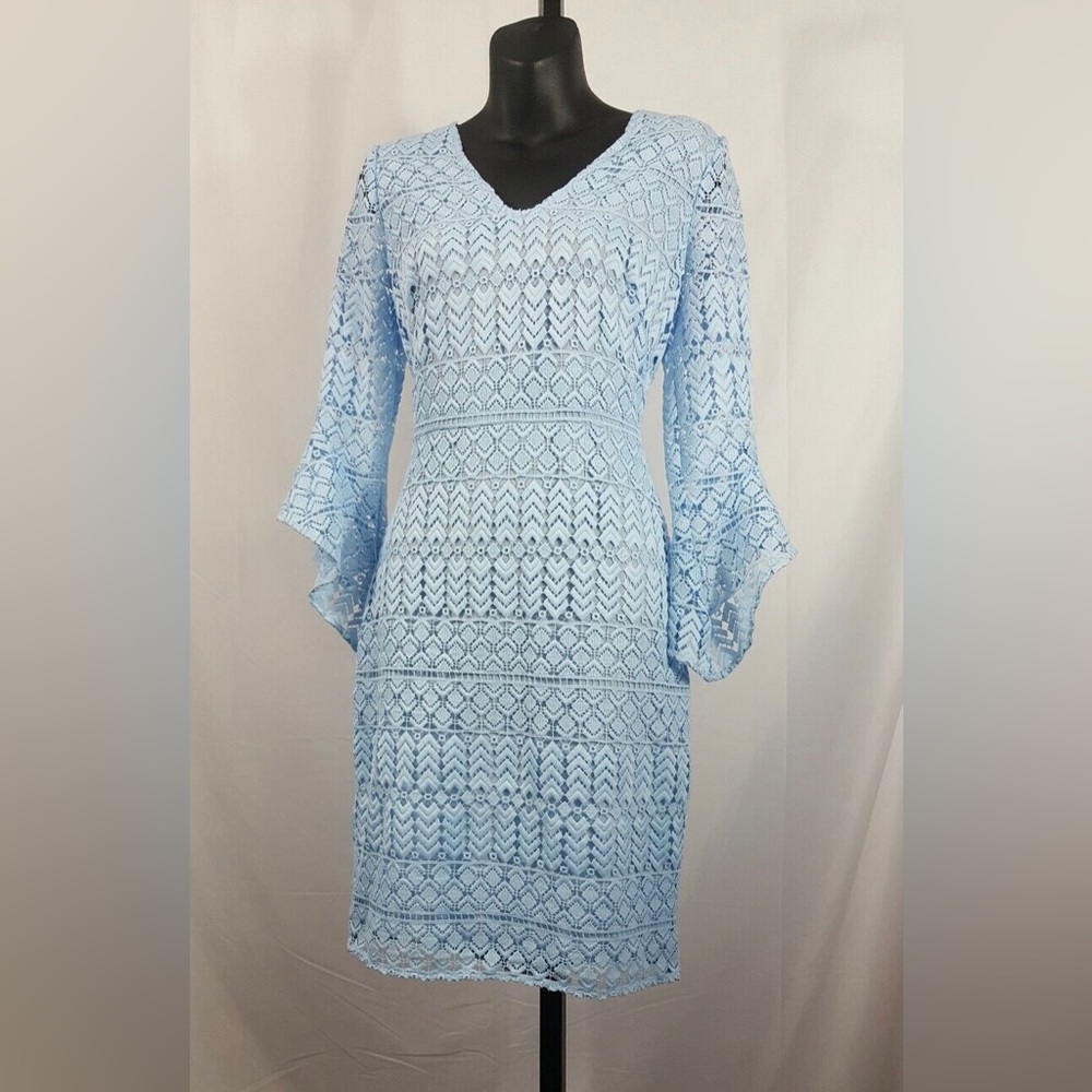 Shoshanna crochet mini dress - powder/baby blue - sample size 2/4 - New (no tag)